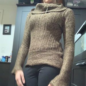 Brown Winter Sweater with Flare Sleeves